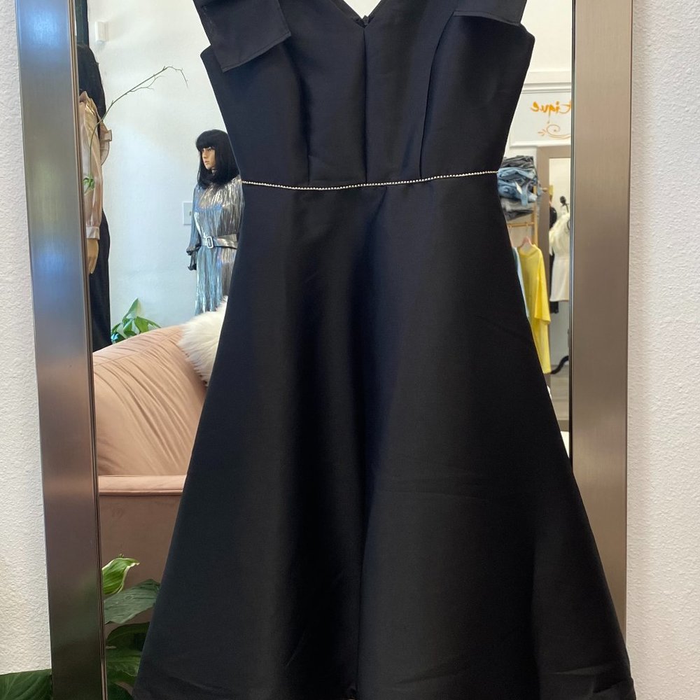 Black V-neck dress